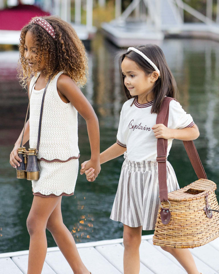 rylee + cru sasha skort in brown stripe kids Little