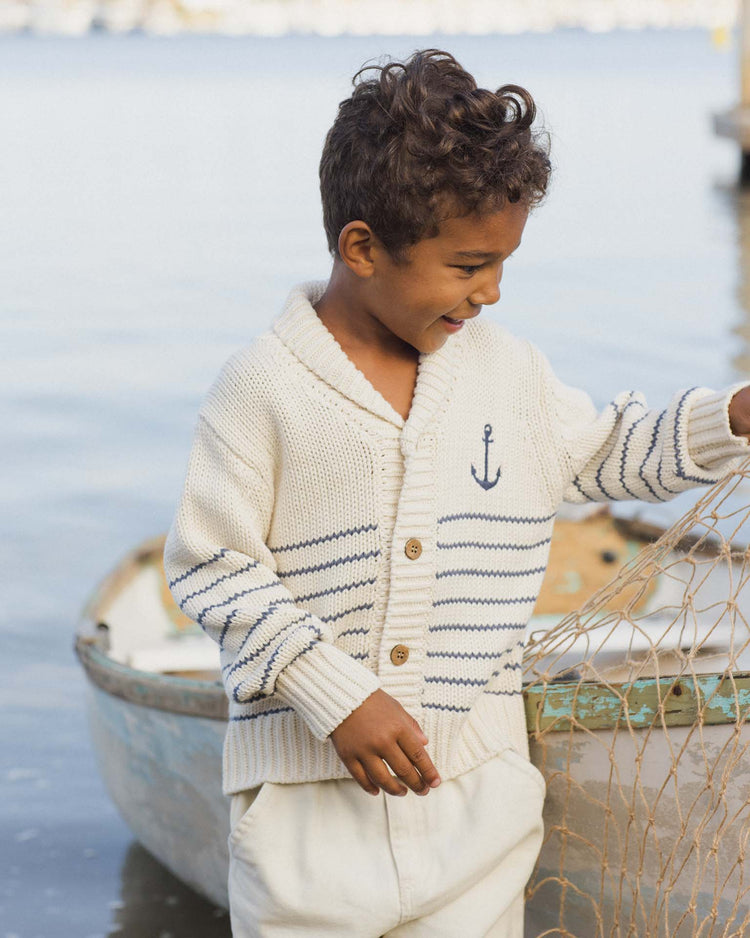 rylee + cru shawl cardigan in natural & marine kids Little