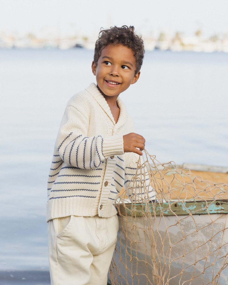 rylee + cru shawl cardigan in natural & marine kids Little