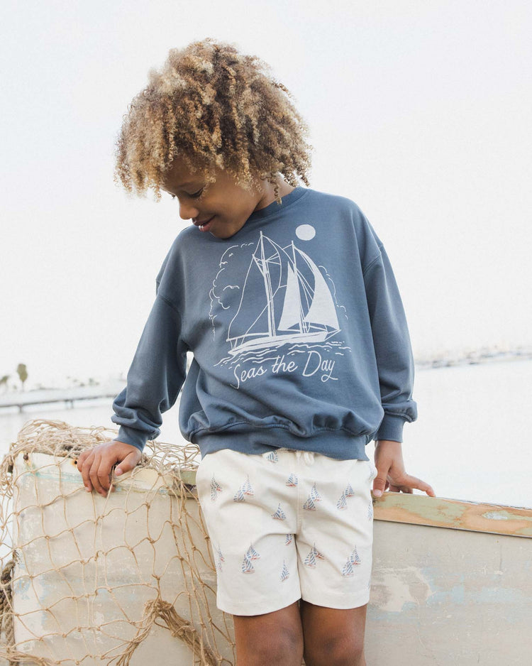 Little rylee + cru kids sweatshirt in seas the day