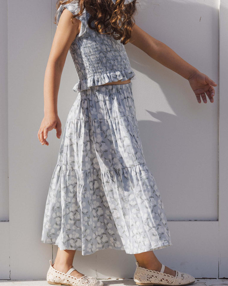 Little rylee + cru kids tiered midi skirt in hydrangea