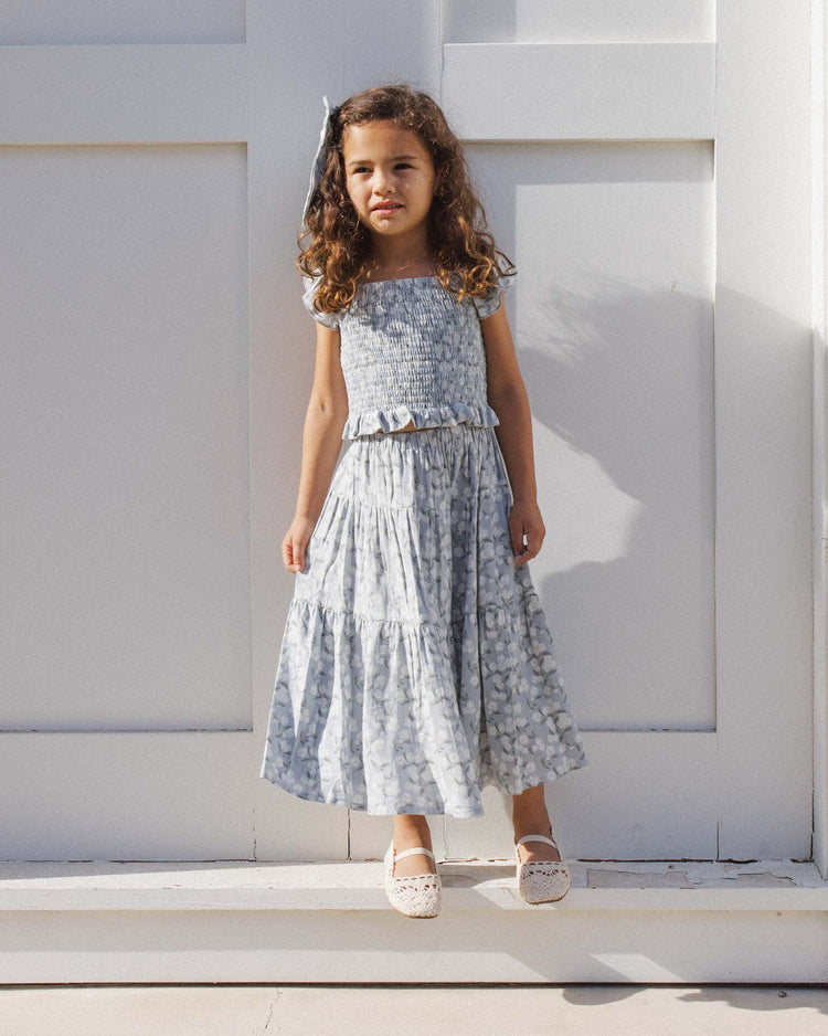 Little rylee + cru kids tiered midi skirt in hydrangea