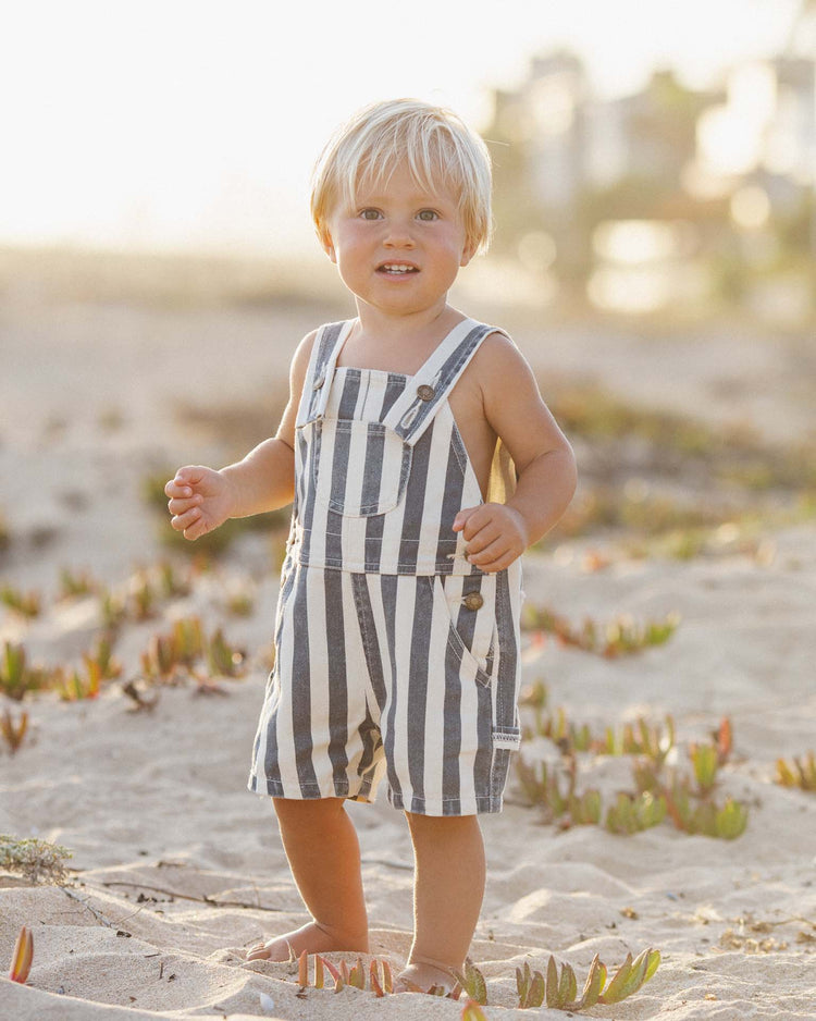 Little rylee + cru kids denim shortall in navy stripe