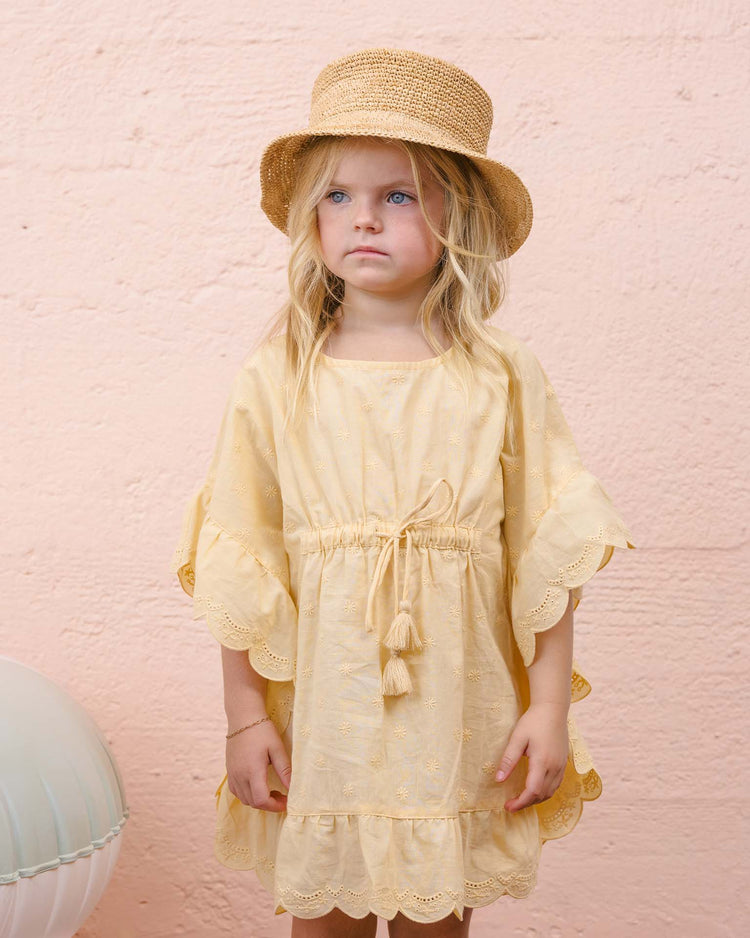 rylee + cru kaftan cover up in lemon kids Little