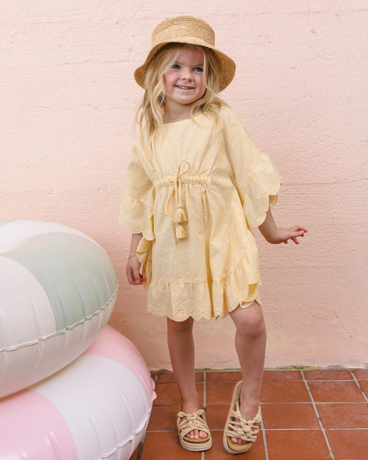 rylee + cru kaftan cover up in lemon kids Little