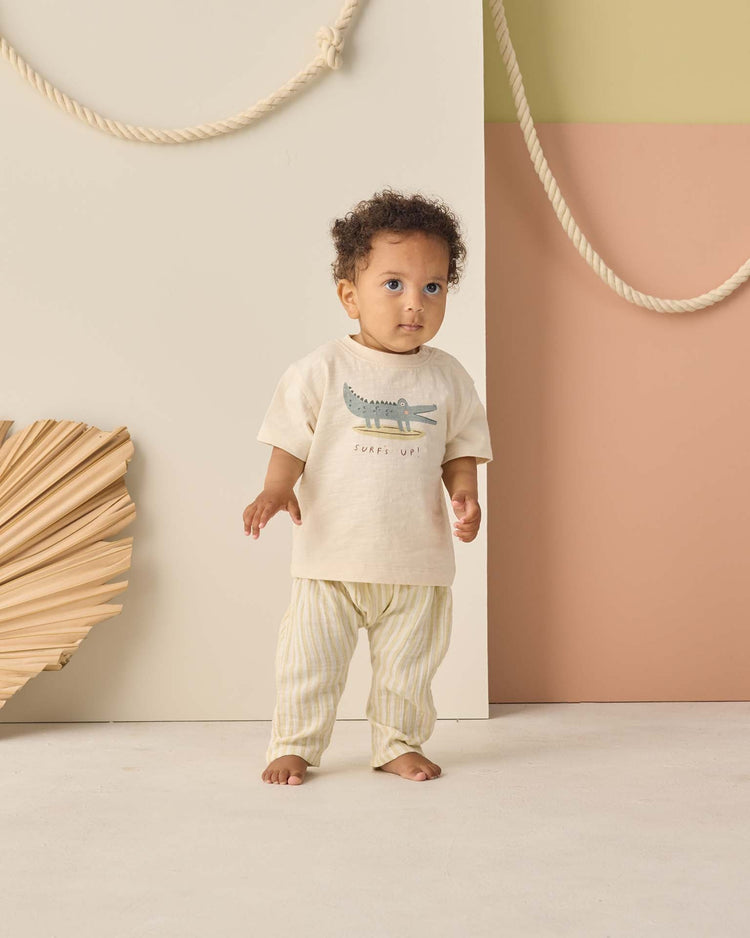 rylee + cru rowan pant in citron stripe baby Little