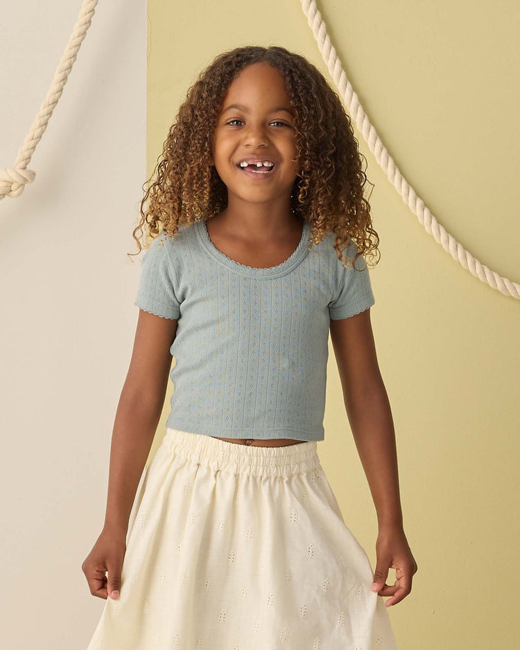rylee + cru pointelle tee in sea green kids Little