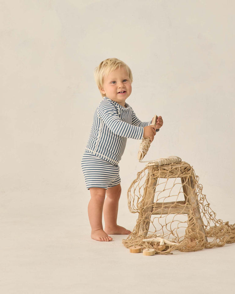 Little rylee + cru kids boys rashguard set in navy stripe