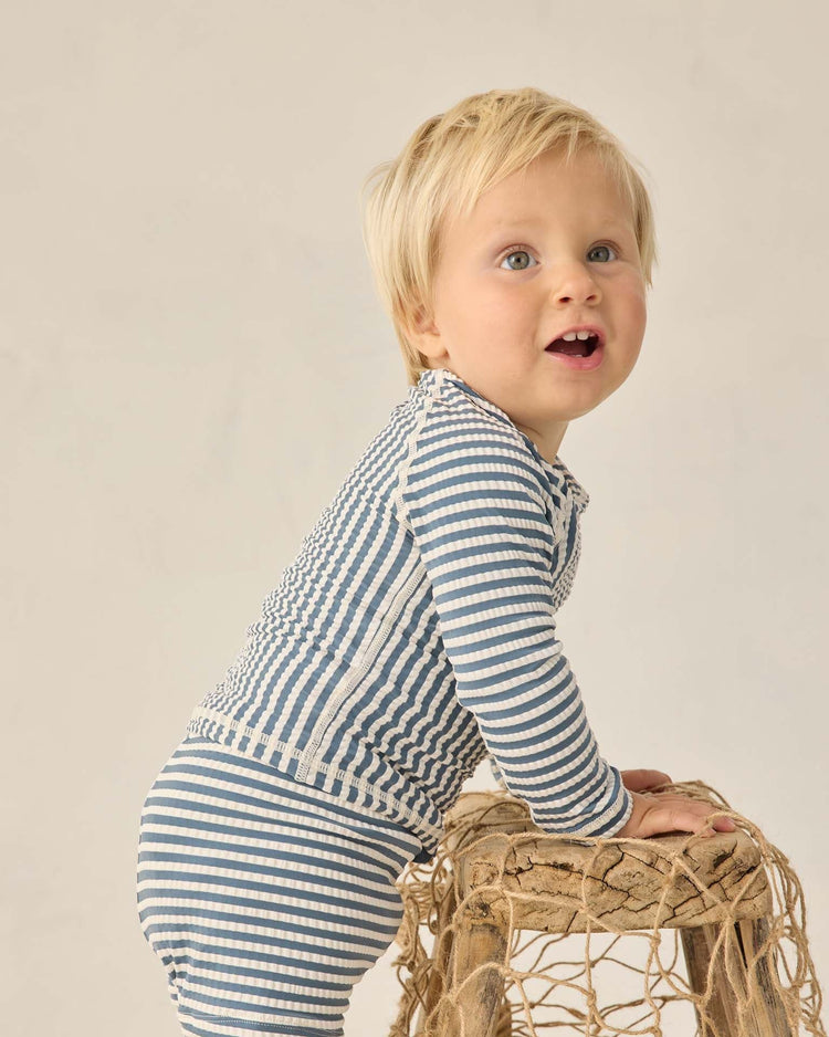 Little rylee + cru kids boys rashguard set in navy stripe