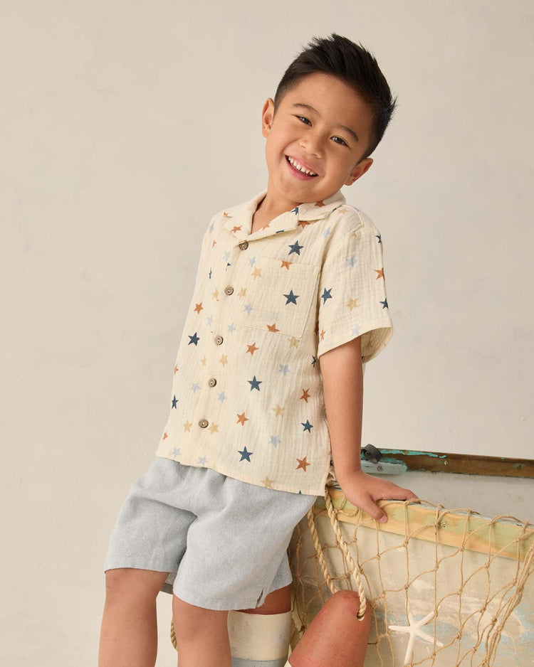 Little rylee + cru kids lapel collar shirt in stars