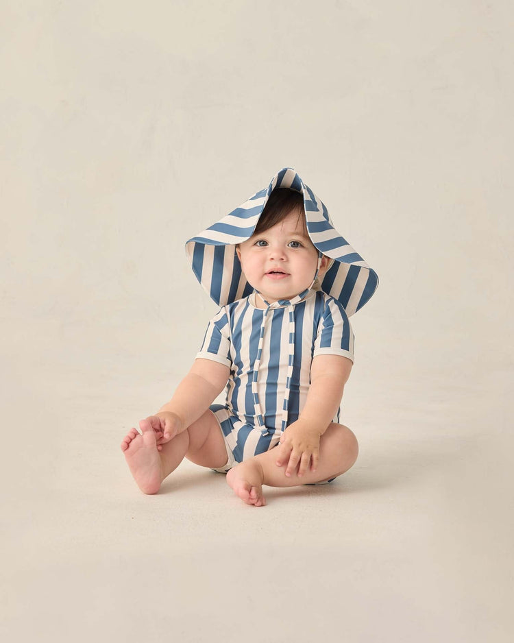 Little rylee + cru kids shorty one-piece in navy stripe