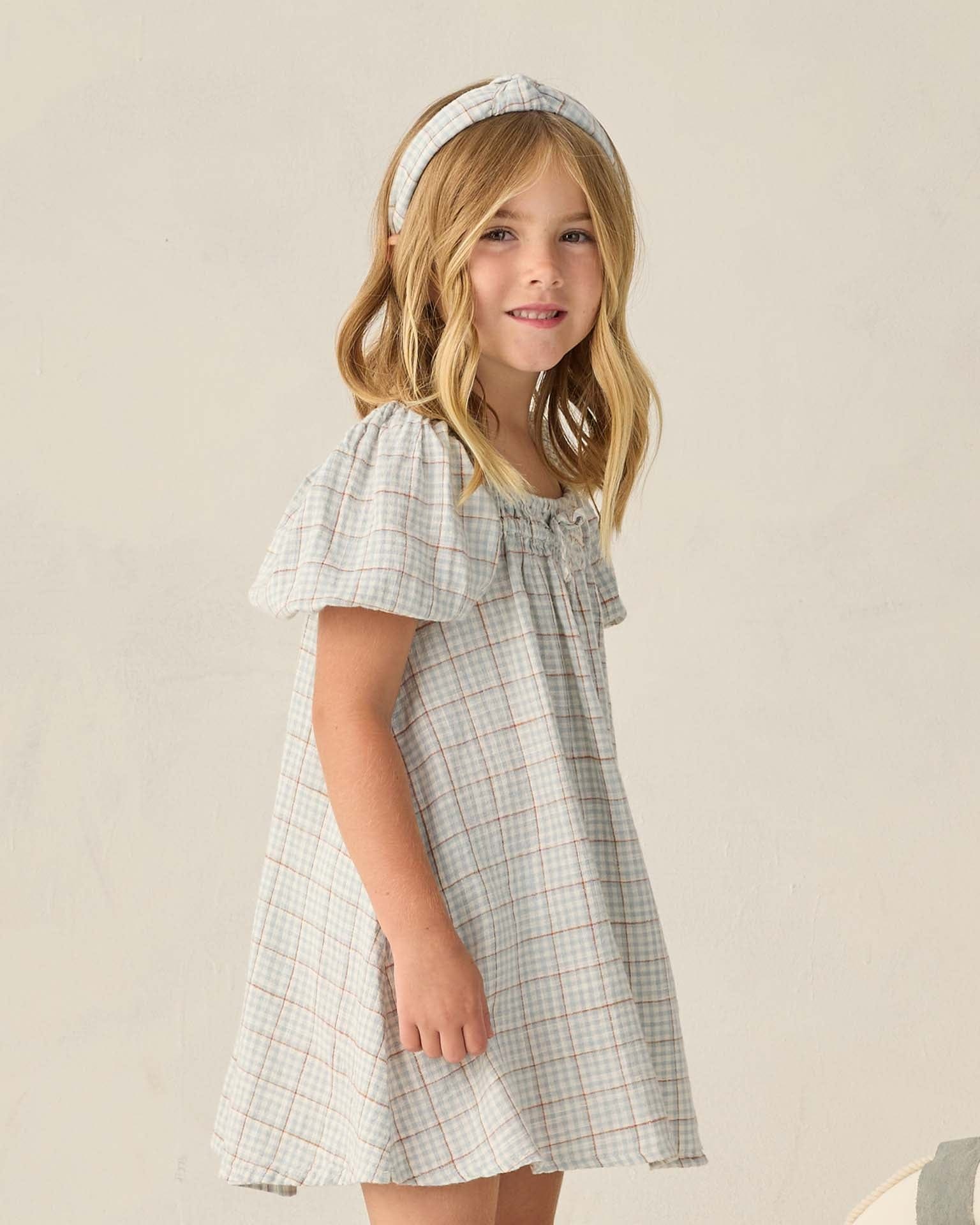 mini dress sabrina Sabrina Mini Dress Light Blue Plaid 10-11Y
