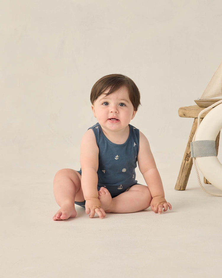 Little rylee + cru kids sleeveless one-piece in maritime