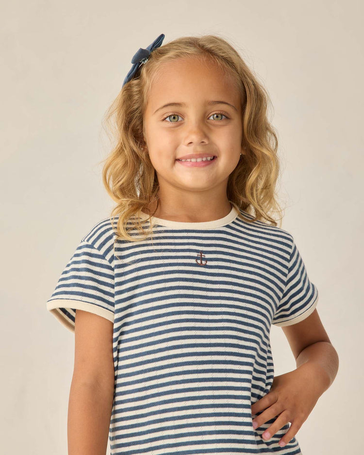 Little rylee + cru kids pointelle tee in navy stripe