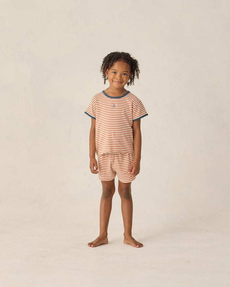 Little rylee + cru kids pointelle shorts in poppy stripe