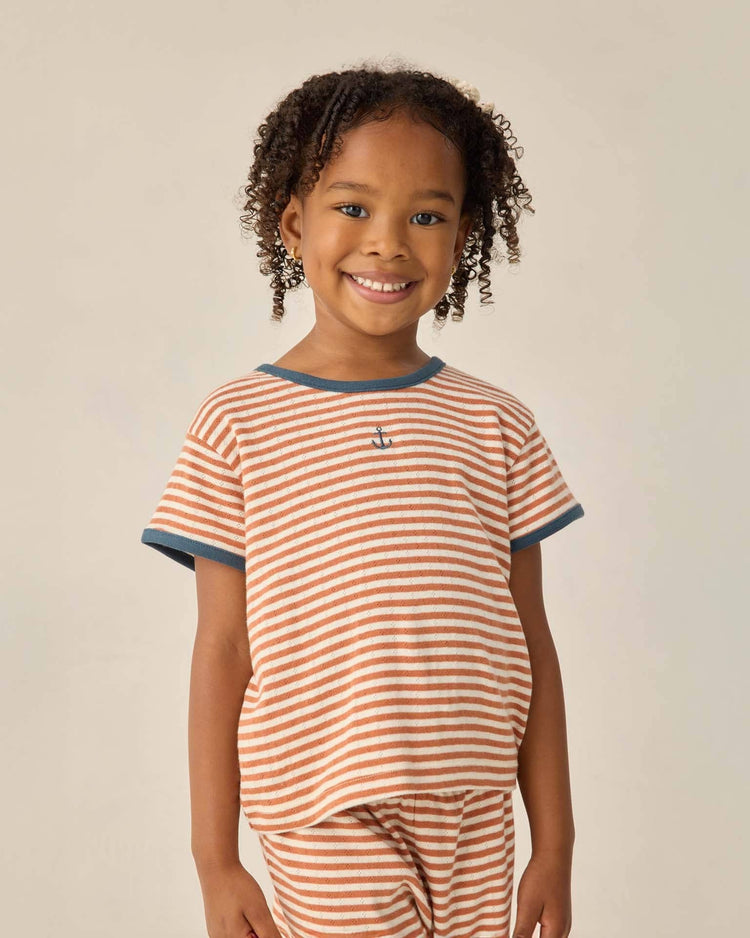 Little rylee + cru kids pointelle tee in poppy stripe