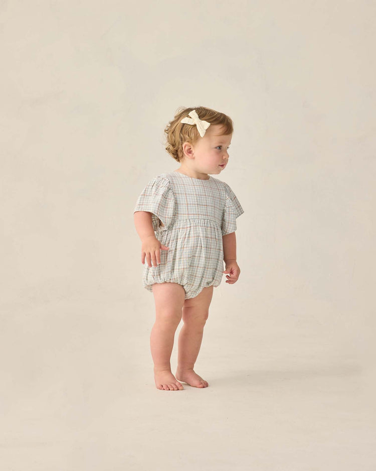 Little rylee + cru kids kalea romper in light blue plaid