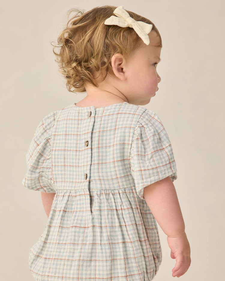 Little rylee + cru kids kalea romper in light blue plaid
