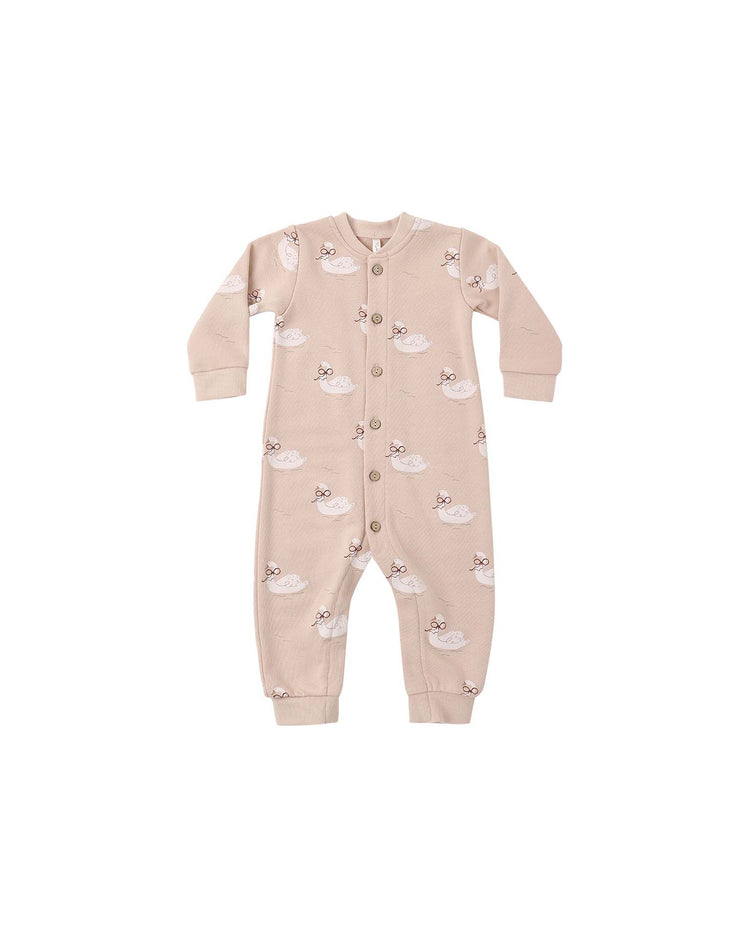button down jumpsuit in swans