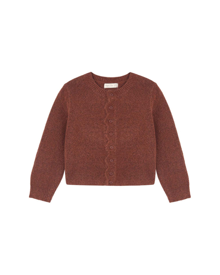 scallop cardigan in brick