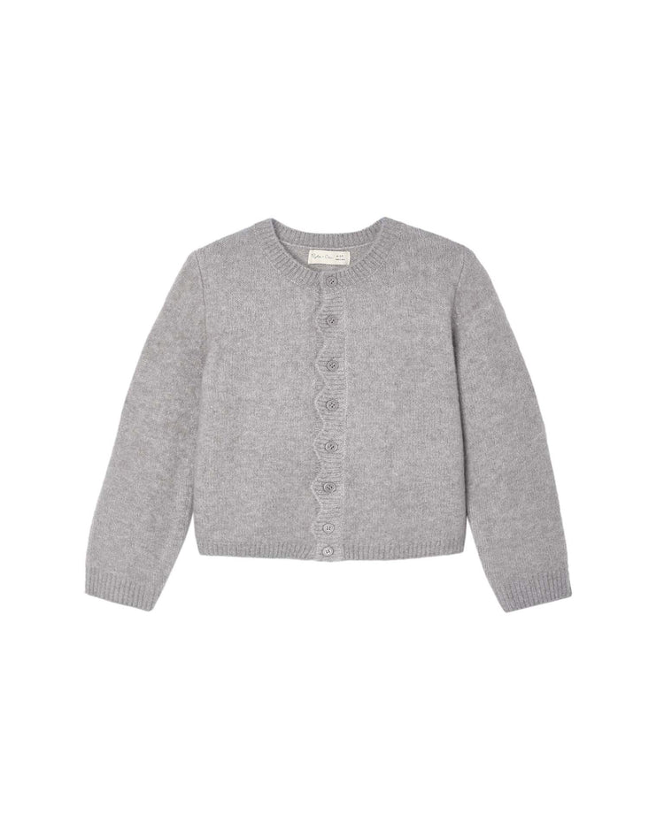 scallop cardigan in dusty blue