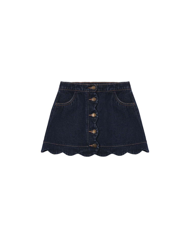 scallop mini skirt in dark indigo