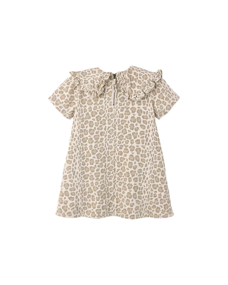 collared denim mini dress in leopard