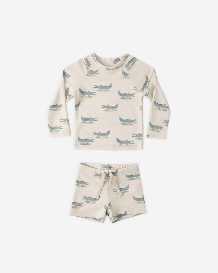 rylee + cru boys rashguard set in alligators baby Little
