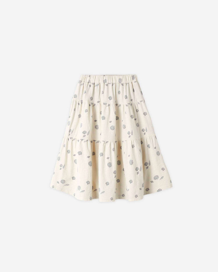 rylee + cru tiered midi skirt in seashells kids Little