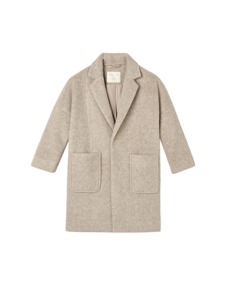 longline coat in stone