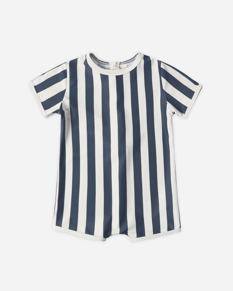 Little rylee + cru kids shorty one-piece in navy stripe