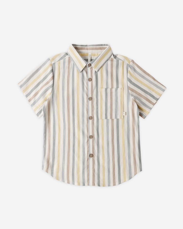 rylee + cru collared short sleeve shirt in valencia stripe kids Little