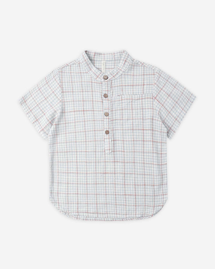 Little rylee + cru kids mason shirt in light blue plaid
