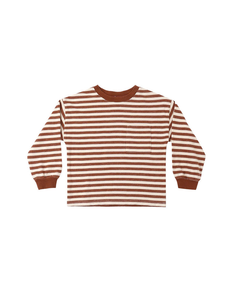 relaxed long sleeve tee in brick stripe