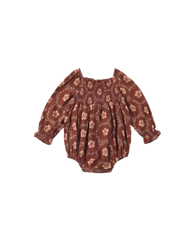 adelaide romper in brick daisies