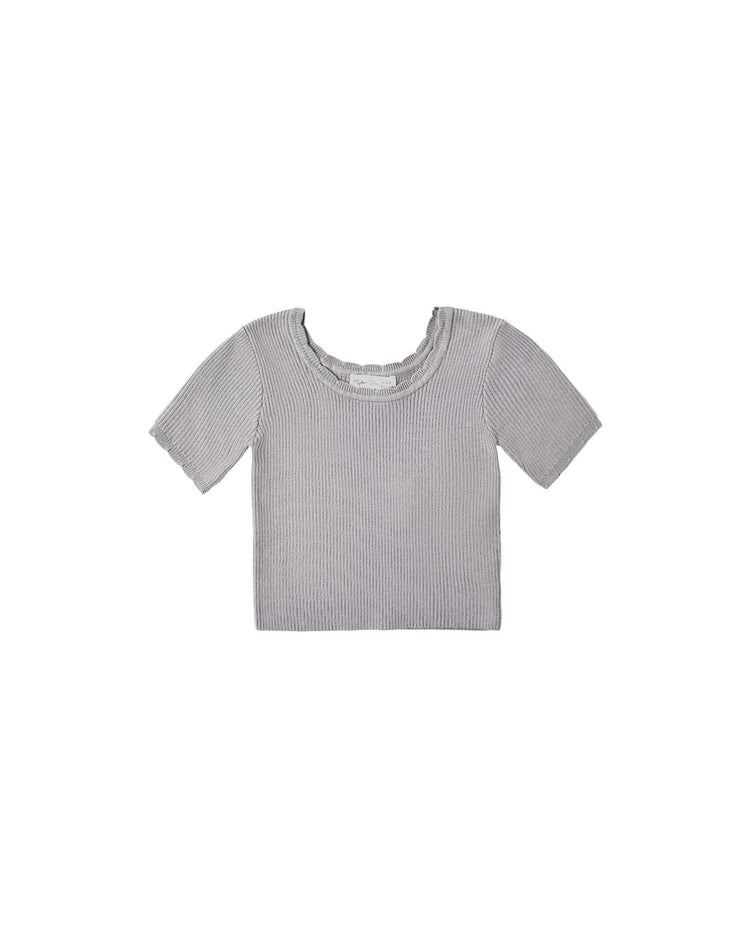 scallop tee in dusty blue