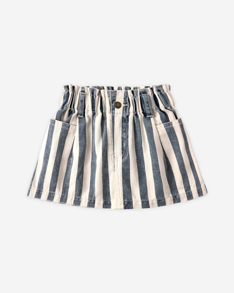 Little rylee + cru kids denim mini skirt in navy stripe