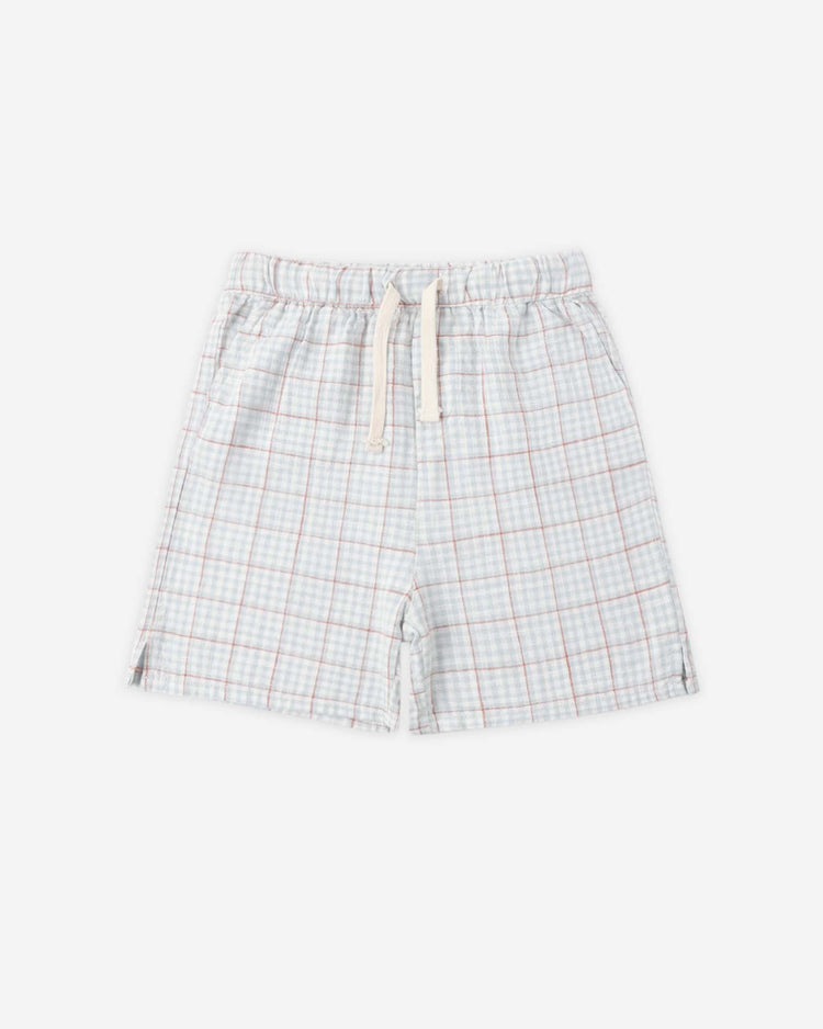 Little rylee + cru kids perry short in light blue plaid