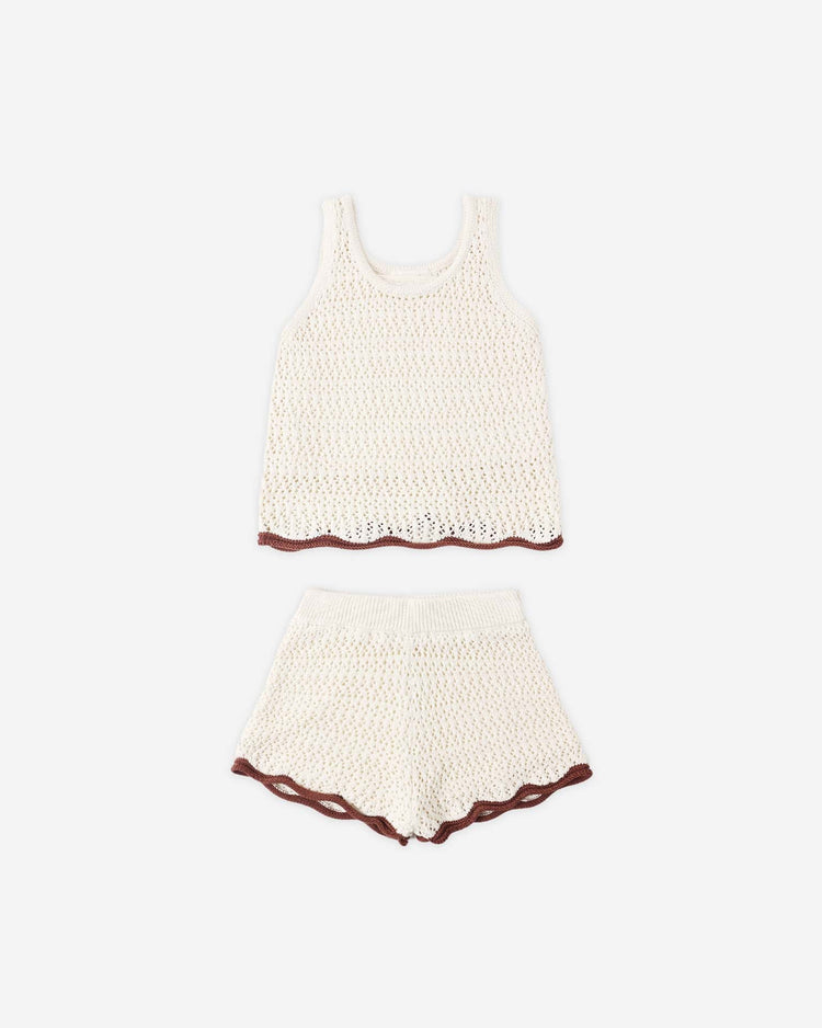 rylee + cru crochet tank set in natural kids Little
