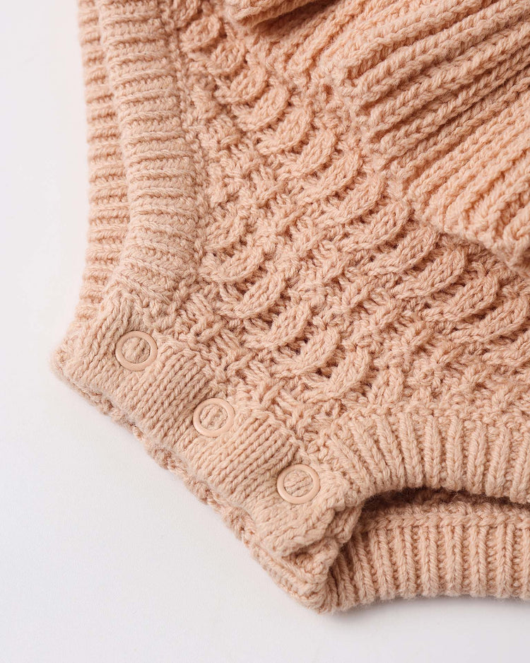 rylee + cru crochet ruffle romper in melon baby Little