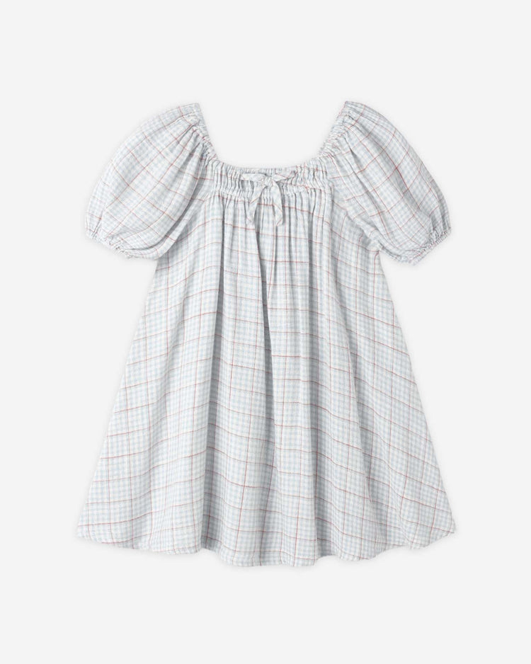 Little rylee + cru kids sabrina mini dress in light blue plaid