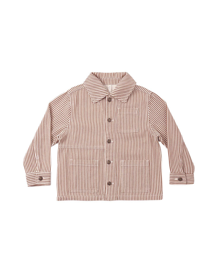 denim jacket in clay stripe