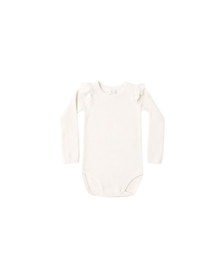 shoulder ruffle bodysuit in natural
