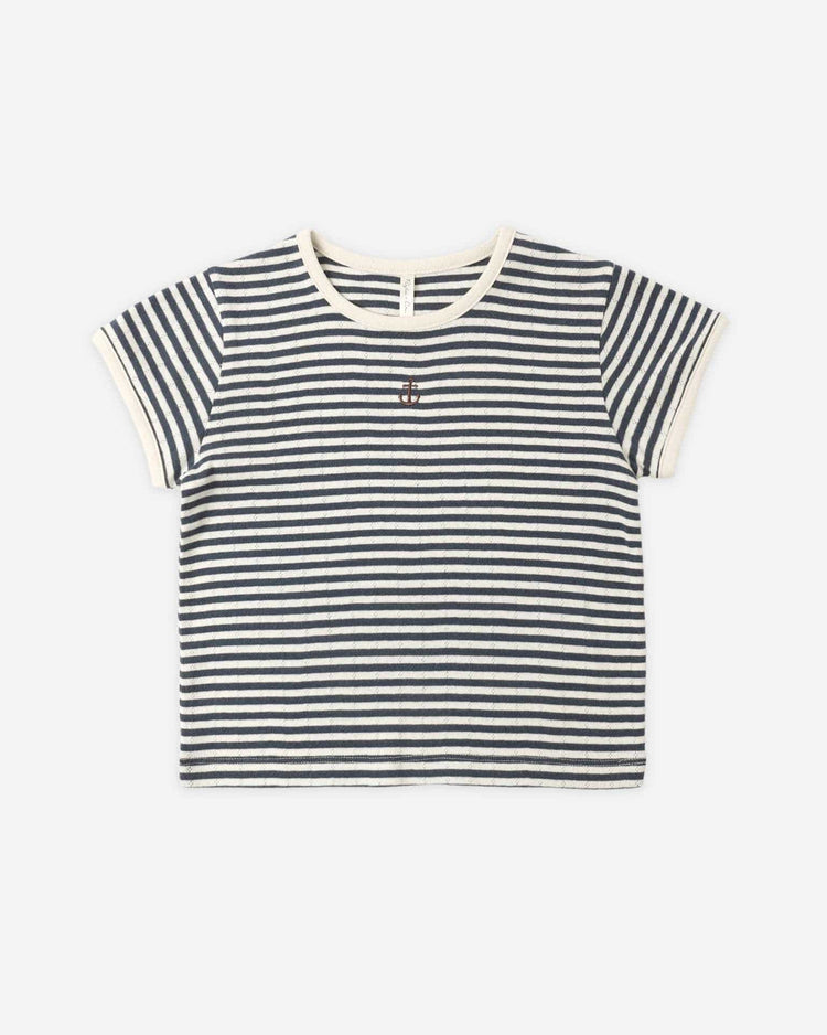 Little rylee + cru kids pointelle tee in navy stripe