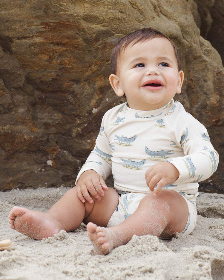rylee + cru boys rashguard set in alligators baby Little