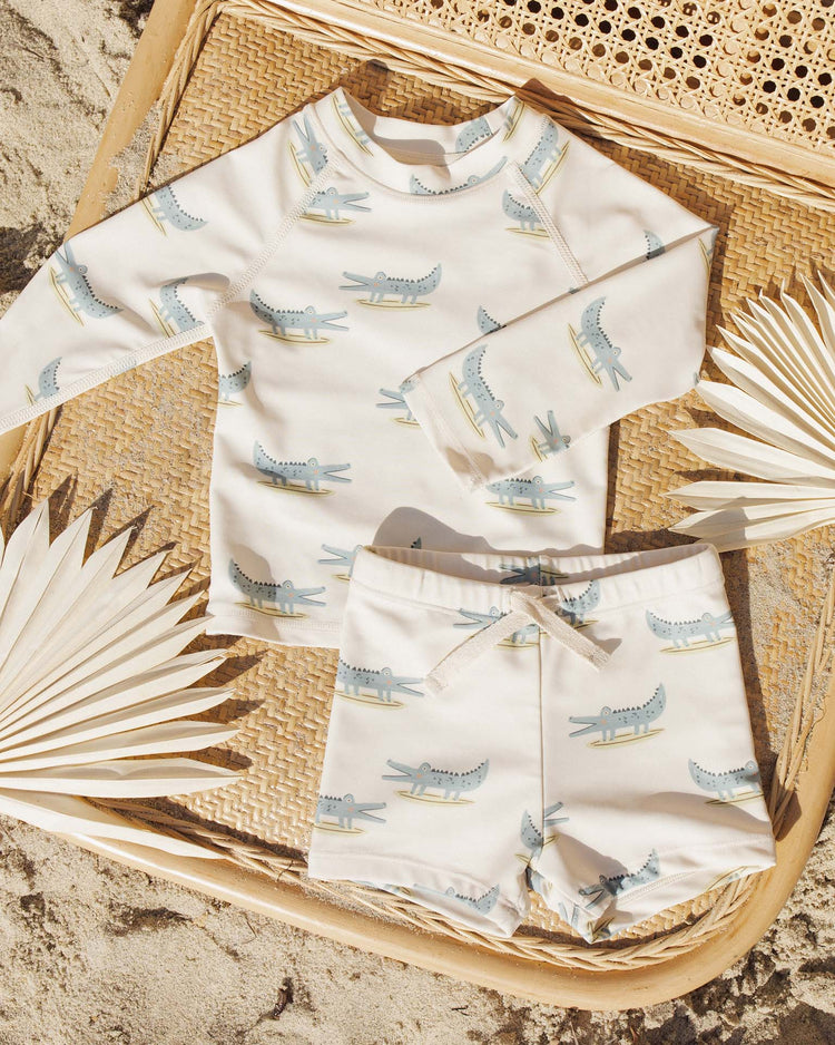 rylee + cru boys rashguard set in alligators baby Little