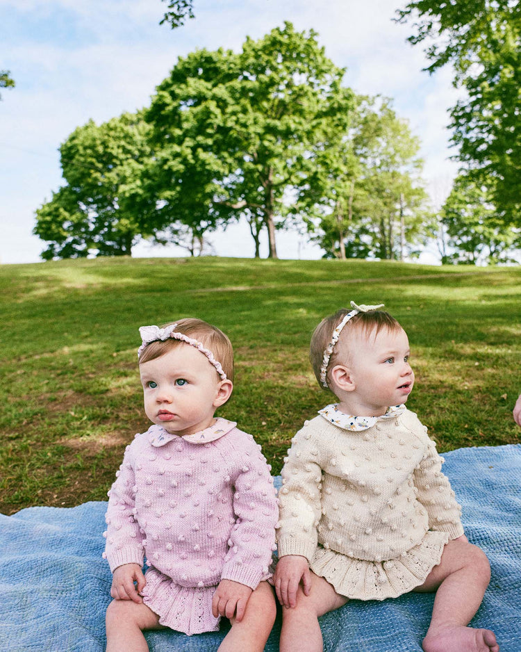 misha + puff baby summer popcorn sweater in aura baby Little
