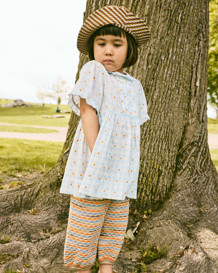misha + puff voyage dress in bright sky blossom plaid kids Little