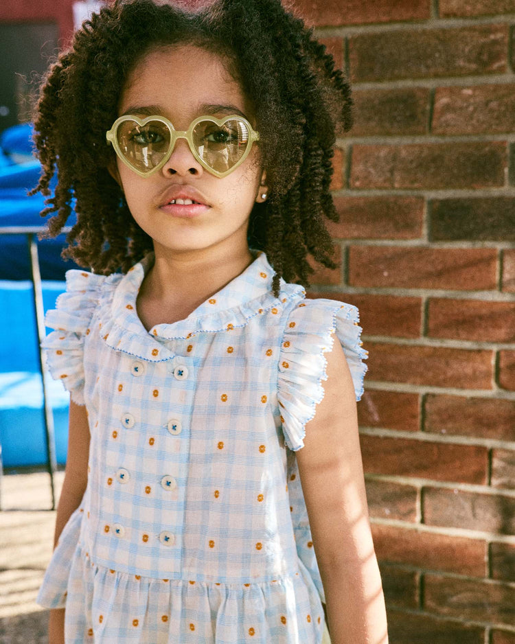 misha + puff voyage shirt in bright sky blossom plaid kids Little