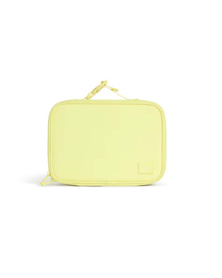 The rodgers lunch box in butter yellow by state bags is a rectangular insulated bag featuring a zipper and a small top handle, shown against a plain white background.